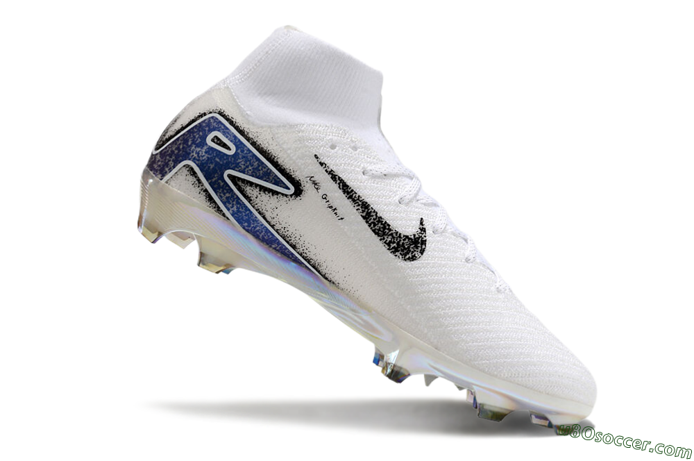 Nike Air Zoom Mercurial Superfly 10 Elite FG Firm Ground Soccer Cleats - White/Black/Blue/Gold 4