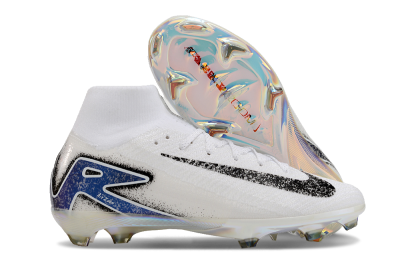 Nike Air Zoom Mercurial Superfly 10 Elite FG Firm Ground Soccer Cleats - White/Black/Blue/Gold
