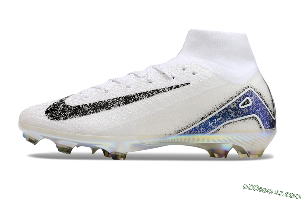 Nike Air Zoom Mercurial Superfly 10 Elite FG Firm Ground Soccer Cleats - White/Black/Blue/Gold 2
