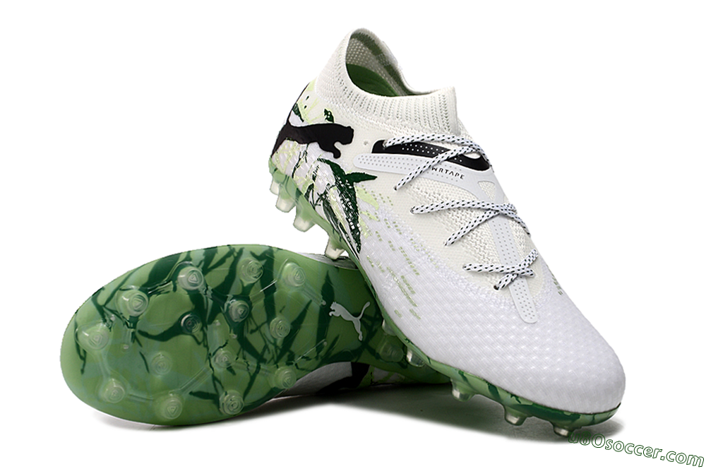 Puma Future Ultimate MG Multi Ground Soccer Cleats - White/Black/Green 3