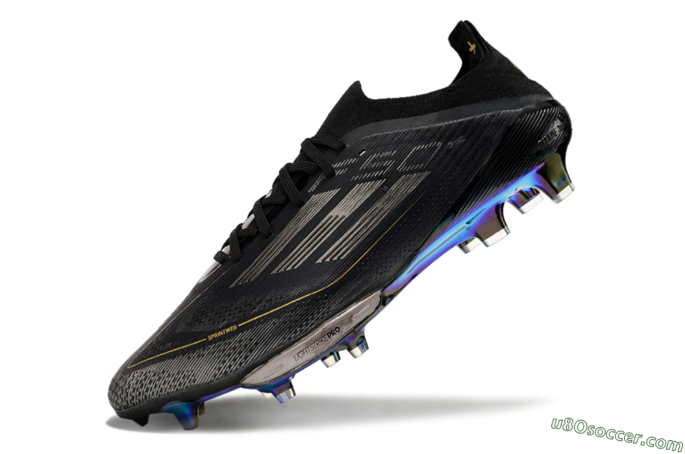 Adidas F50+ Lightstrike Pro FG Firm Ground Soccer Cleats - Core Black/Iron Metallic/Gold Metallic 5