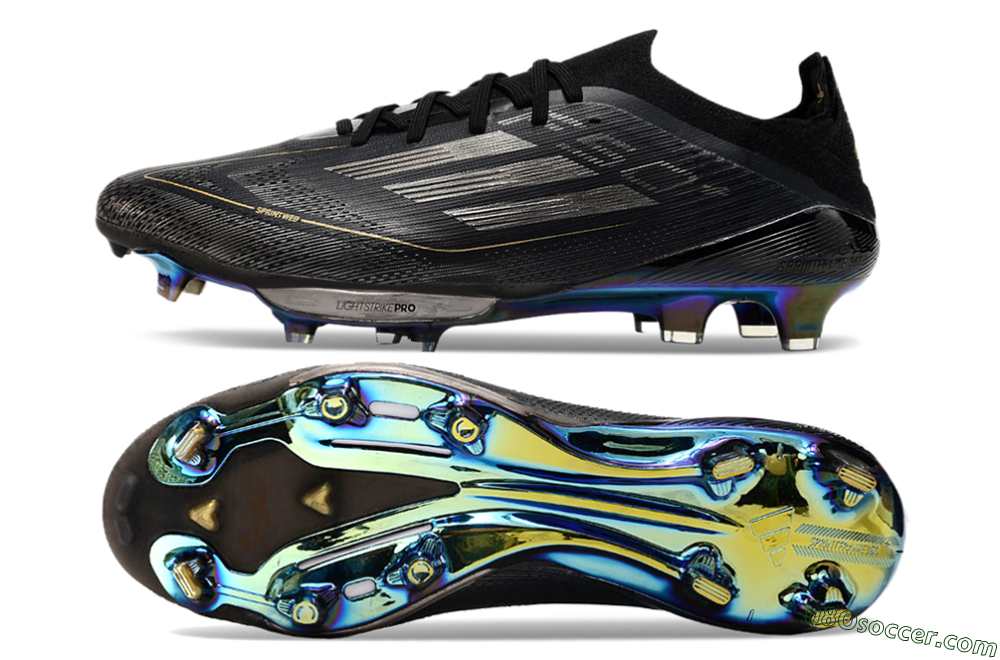 Adidas F50+ Lightstrike Pro FG Firm Ground Soccer Cleats - Core Black/Iron Metallic/Gold Metallic 0