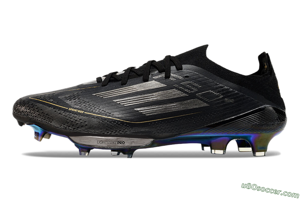 Adidas F50+ Lightstrike Pro FG Firm Ground Soccer Cleats - Core Black/Iron Metallic/Gold Metallic 2