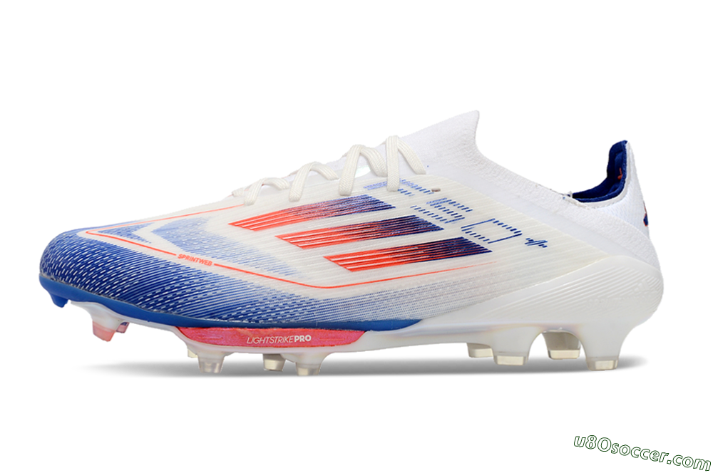 Adidas F50+ Lightstrike Pro FG Firm Ground Soccer Cleats - Cloud White/Solar Red/Lucid Blue 2