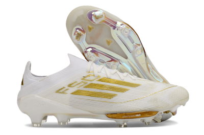 Adidas F50+ Lightstrike Pro FG Firm Ground Soccer Cleats - Cloud White/Gold Metallic/Cloud White
