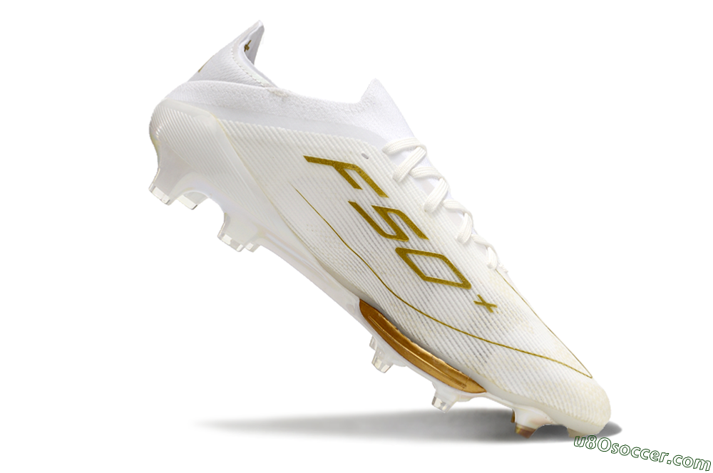 Adidas F50+ Lightstrike Pro FG Firm Ground Soccer Cleats - Cloud White/Gold Metallic/Cloud White 4