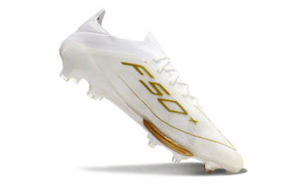 Adidas F50+ Lightstrike Pro FG Firm Ground Soccer Cleats - Cloud White/Gold Metallic/Cloud White