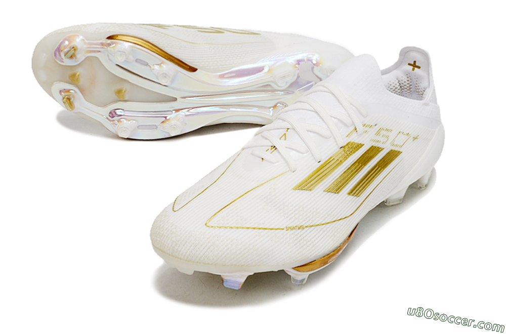 Adidas F50+ Lightstrike Pro FG Firm Ground Soccer Cleats - Cloud White/Gold Metallic/Cloud White 3
