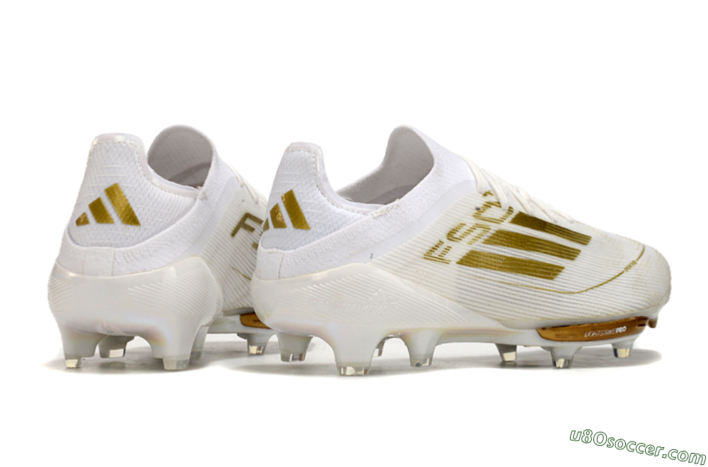 Adidas F50+ Lightstrike Pro FG Firm Ground Soccer Cleats - Cloud White/Gold Metallic/Cloud White 6