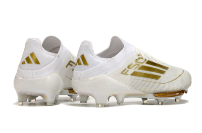 Adidas F50+ Lightstrike Pro FG Firm Ground Soccer Cleats - Cloud White/Gold Metallic/Cloud White