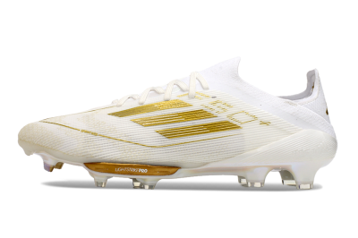 Adidas F50+ Lightstrike Pro FG Firm Ground Soccer Cleats - Cloud White/Gold Metallic/Cloud White