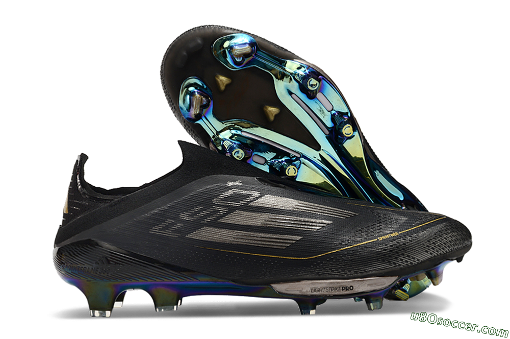 Adidas F50+ Lightstrike Pro Laceless FG Firm Ground Soccer Cleats - Core Black/Iron Metallic/Gold Metallic 1