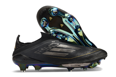 Adidas F50+ Lightstrike Pro Laceless FG Firm Ground Soccer Cleats - Core Black/Iron Metallic/Gold Metallic