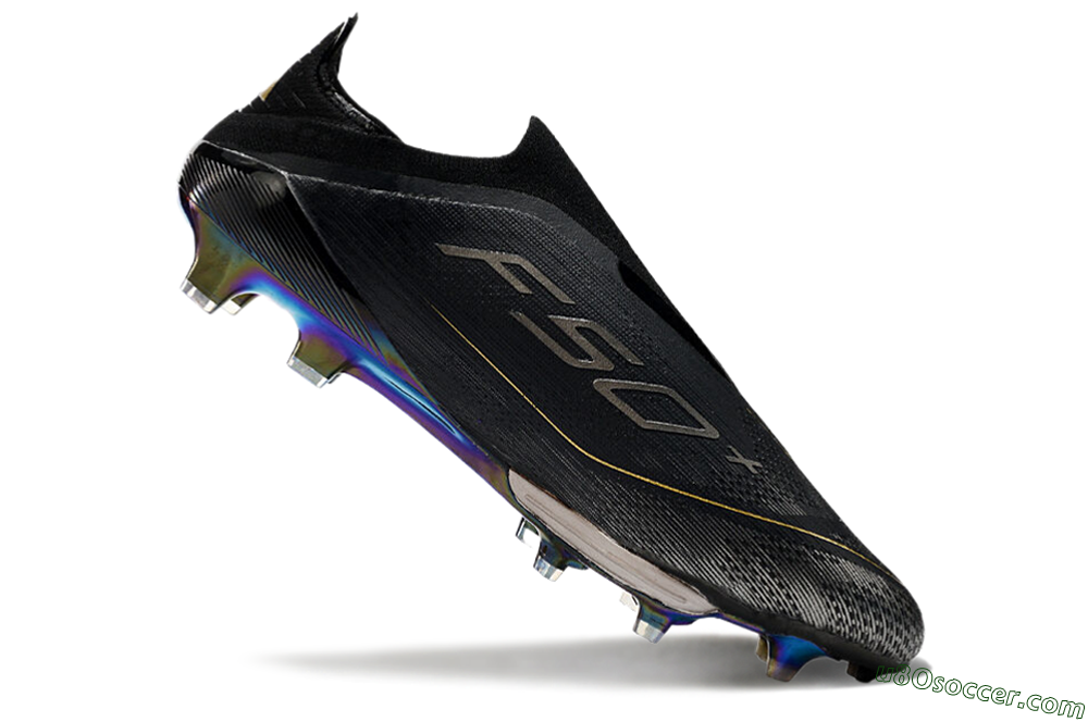 Adidas F50+ Lightstrike Pro Laceless FG Firm Ground Soccer Cleats - Core Black/Iron Metallic/Gold Metallic 4