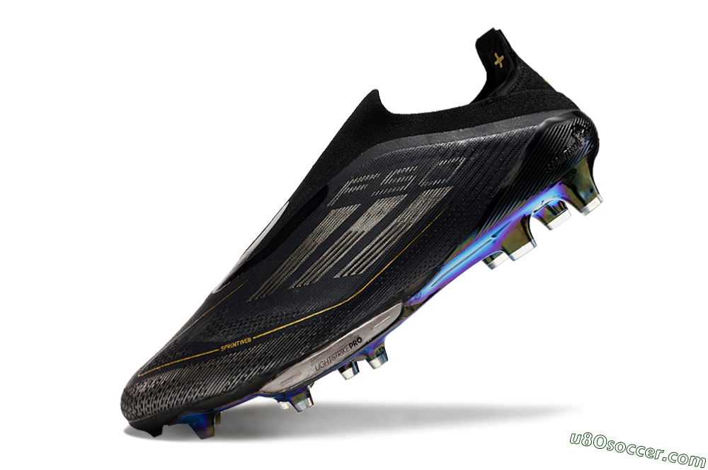 Adidas F50+ Lightstrike Pro Laceless FG Firm Ground Soccer Cleats - Core Black/Iron Metallic/Gold Metallic 5