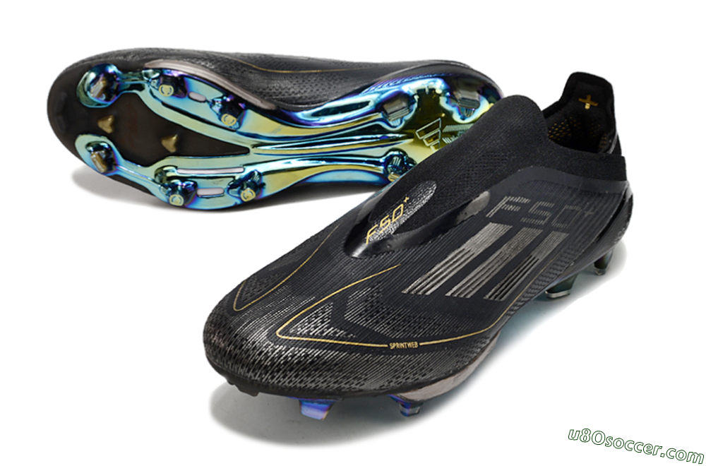 Adidas F50+ Lightstrike Pro Laceless FG Firm Ground Soccer Cleats - Core Black/Iron Metallic/Gold Metallic 3