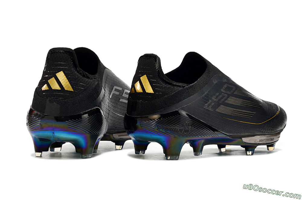 Adidas F50+ Lightstrike Pro Laceless FG Firm Ground Soccer Cleats - Core Black/Iron Metallic/Gold Metallic 6