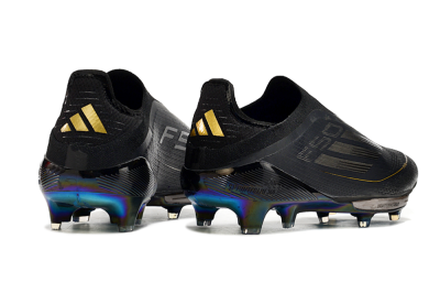 Adidas F50+ Lightstrike Pro Laceless FG Firm Ground Soccer Cleats - Core Black/Iron Metallic/Gold Metallic
