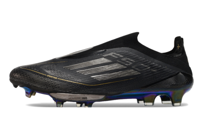 Adidas F50+ Lightstrike Pro Laceless FG Firm Ground Soccer Cleats - Core Black/Iron Metallic/Gold Metallic