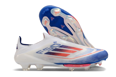 Adidas F50+ Lightstrike Pro Laceless FG Firm Ground Soccer Cleats - Cloud White/Solar Red/Lucid Blue