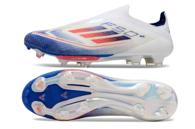 Adidas F50+ Lightstrike Pro Laceless FG Firm Ground Soccer Cleats - Cloud White/Solar Red/Lucid Blue