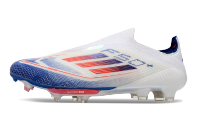 Adidas F50+ Lightstrike Pro Laceless FG Firm Ground Soccer Cleats - Cloud White/Solar Red/Lucid Blue