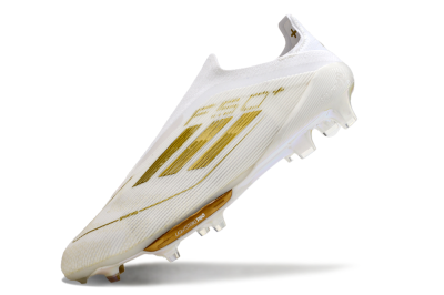Adidas F50+ Lightstrike Pro Laceless FG Firm Ground Soccer Cleats - Cloud White/Gold Metallic/Cloud White
