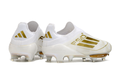 Adidas F50+ Lightstrike Pro Laceless FG Firm Ground Soccer Cleats - Cloud White/Gold Metallic/Cloud White