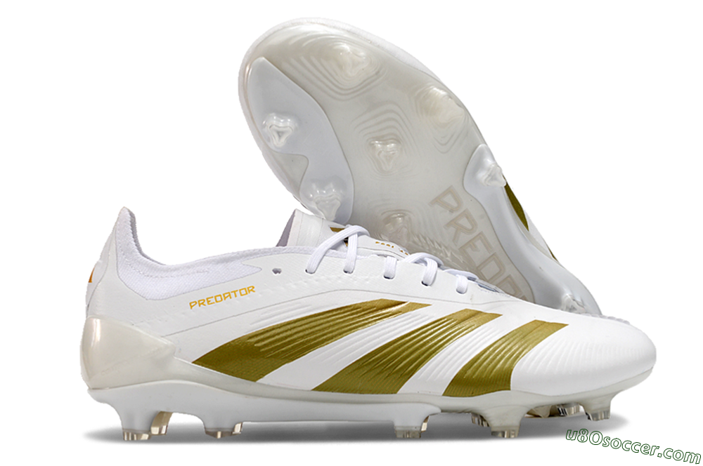 Adidas Predator Elite 24 FG Firm Ground Soccer Cleats - Beige/White/Gold 1