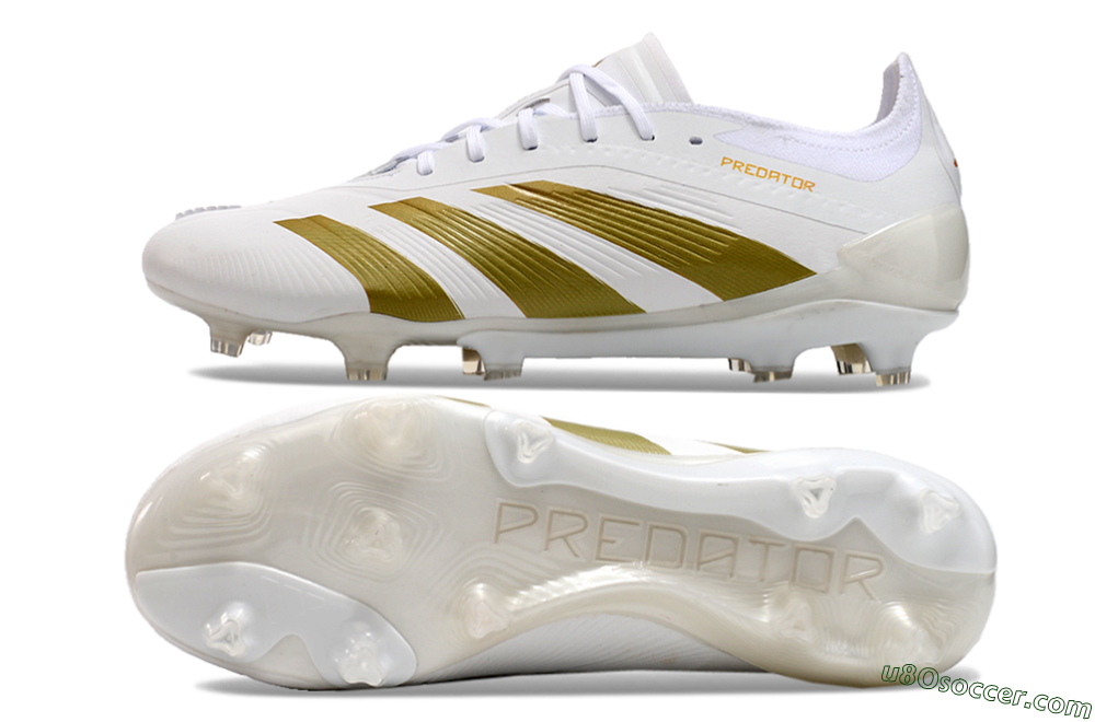 Adidas Predator Elite 24 FG Firm Ground Soccer Cleats - Beige/White/Gold 0
