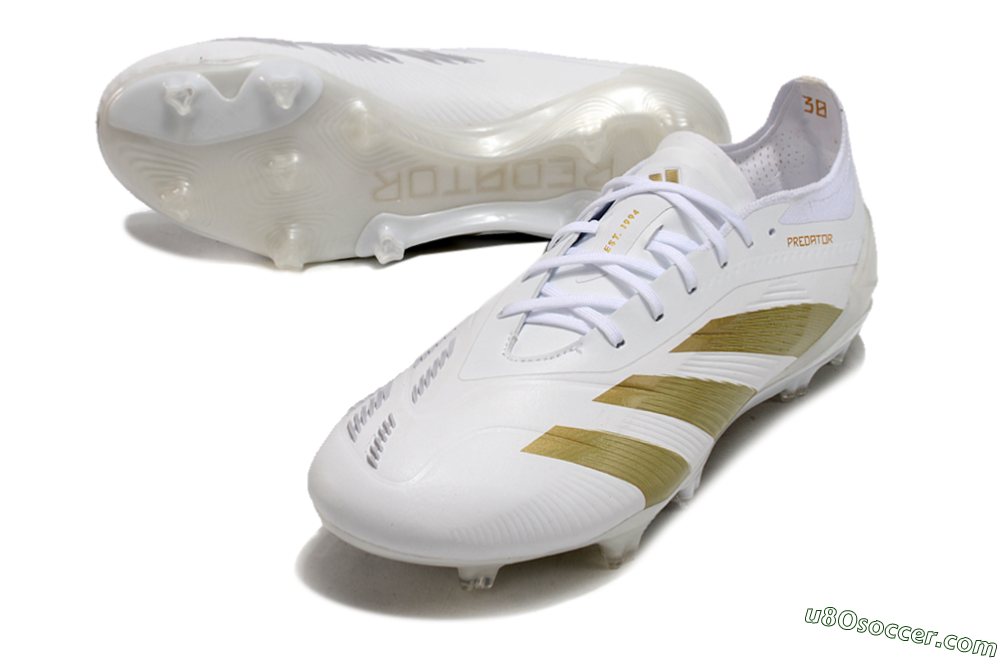 Adidas Predator Elite 24 FG Firm Ground Soccer Cleats - Beige/White/Gold 3