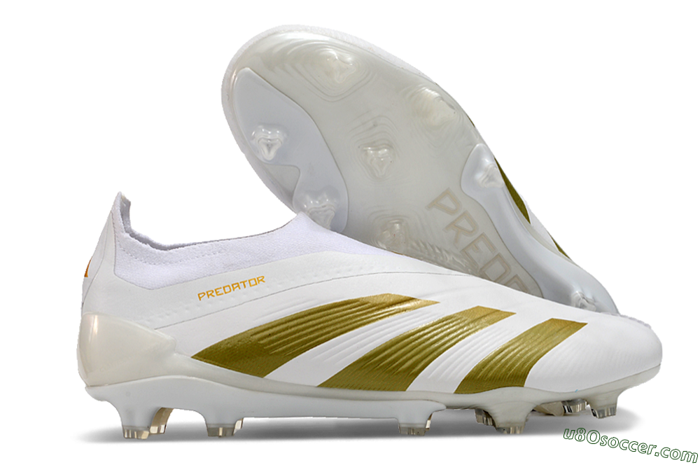 Adidas Predator Elite Laceless FG Firm Ground Soccer Cleats - Beige/White/Gold 1