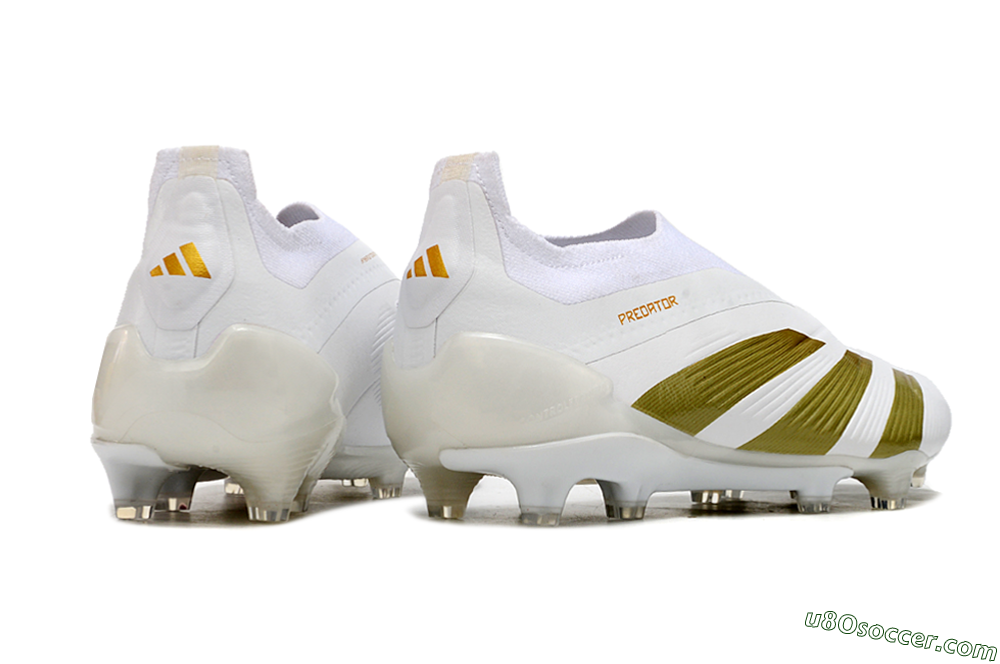 Adidas Predator Elite Laceless FG Firm Ground Soccer Cleats - Beige/White/Gold 6