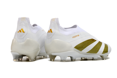 Adidas Predator Elite Laceless FG Firm Ground Soccer Cleats - Beige/White/Gold