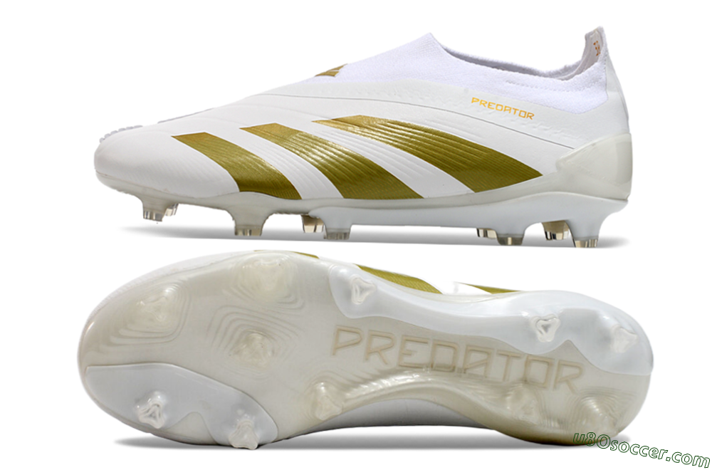 Adidas Predator Elite Laceless FG Firm Ground Soccer Cleats - Beige/White/Gold 0