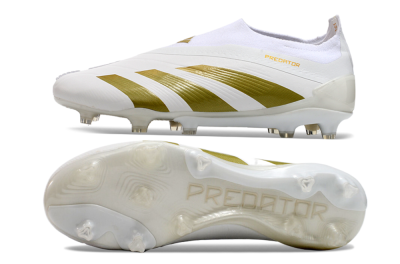 Adidas Predator Elite Laceless FG Firm Ground Soccer Cleats - Beige/White/Gold