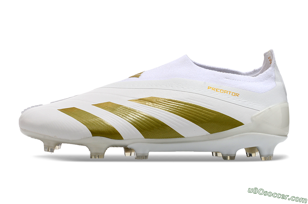 Adidas Predator Elite Laceless FG Firm Ground Soccer Cleats - Beige/White/Gold 2