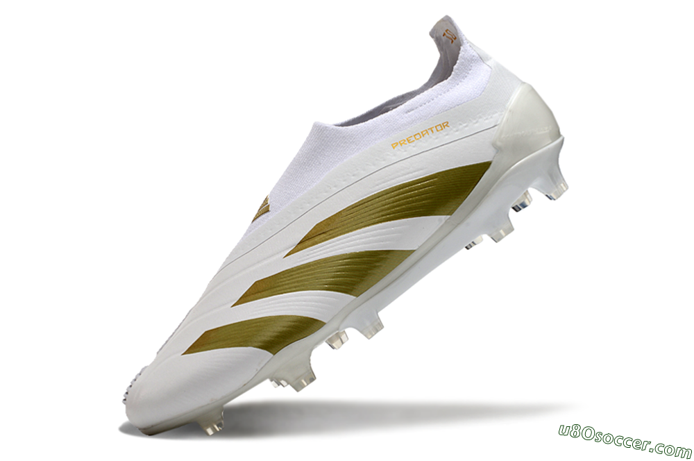 Adidas Predator Elite Laceless FG Firm Ground Soccer Cleats - Beige/White/Gold 5