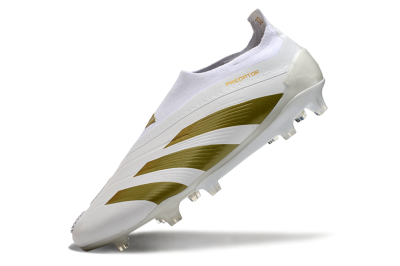 Adidas Predator Elite Laceless FG Firm Ground Soccer Cleats - Beige/White/Gold