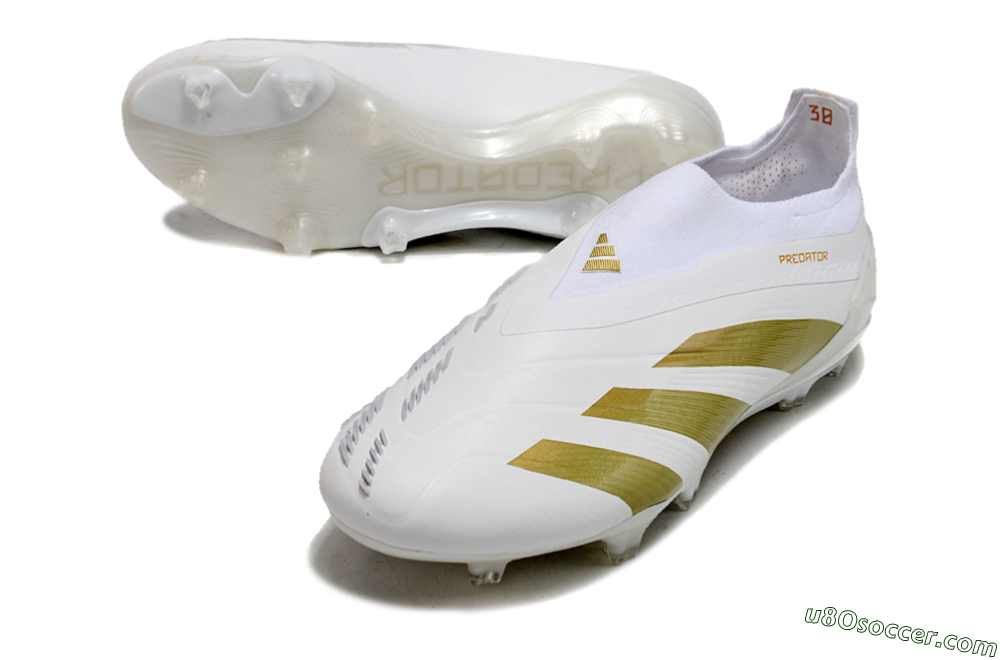 Adidas Predator Elite Laceless FG Firm Ground Soccer Cleats - Beige/White/Gold 3