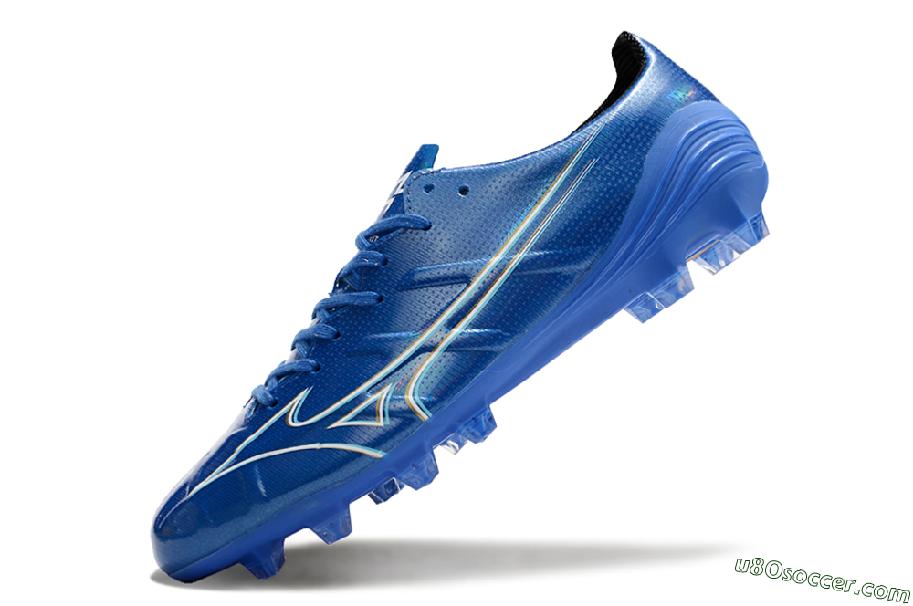 Mizuno Monarcida Alpha FG Firm Ground Soccer Cleats - Blue/White/Yellow 5