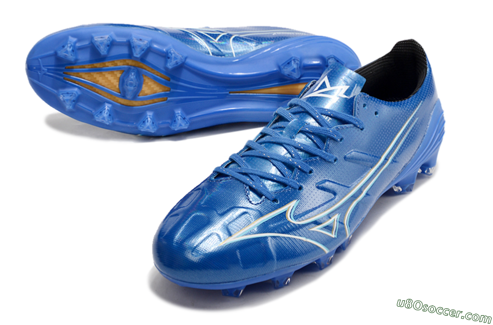 Mizuno Monarcida Alpha FG Firm Ground Soccer Cleats - Blue/White/Yellow 3