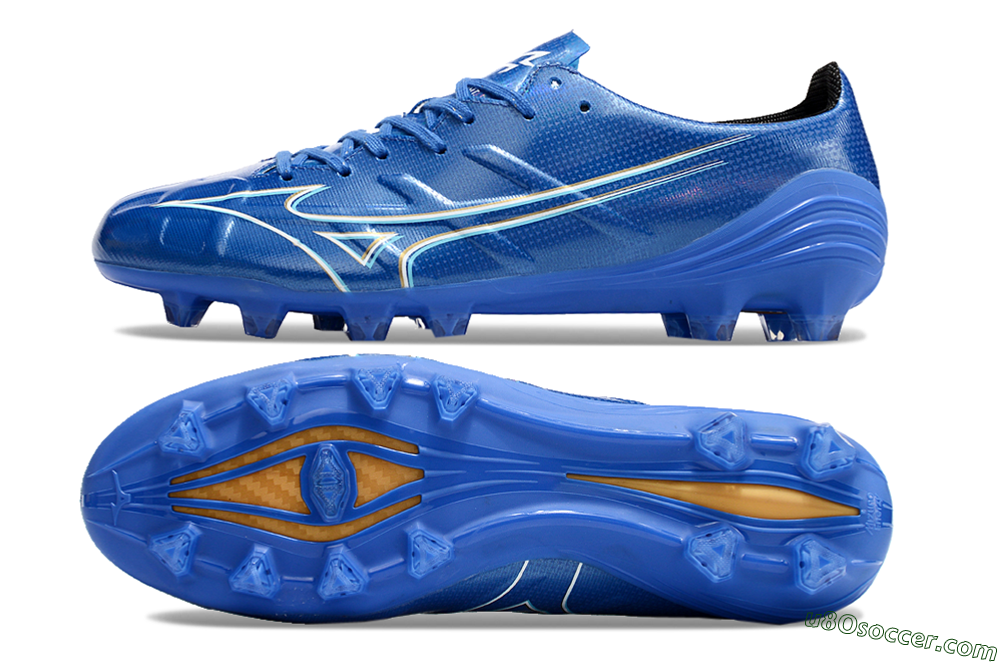 Mizuno Monarcida Alpha FG Firm Ground Soccer Cleats - Blue/White/Yellow 0