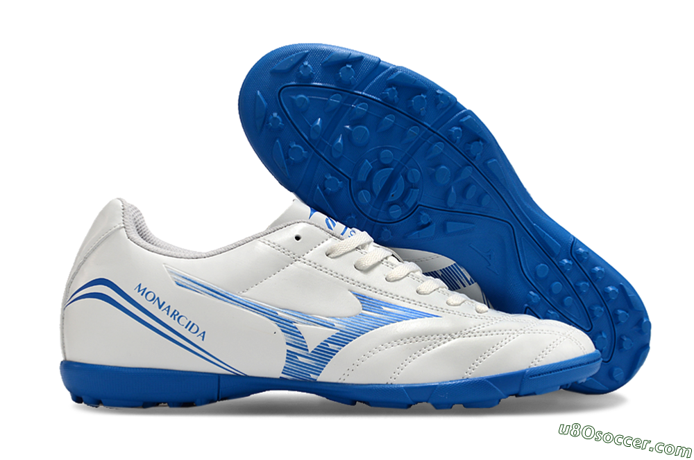 Mizuno Monarcida Neo TF Artificial Turf Soccer Shoes - White/Blue 1