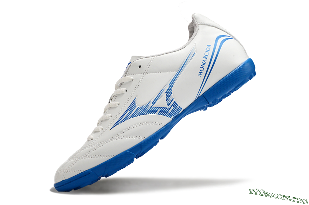 Mizuno Monarcida Neo TF Artificial Turf Soccer Shoes - White/Blue 5