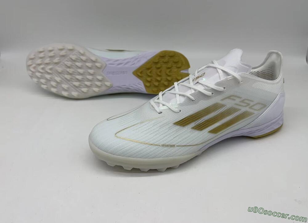Adidas F50 Elite TF Artificial Turf Soccer Shoes - White/Gold