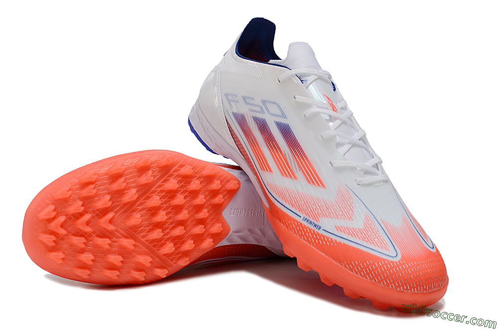 Adidas F50 Pro TF Artificial Turf Soccer Shoes - White/Red/Blue 3
