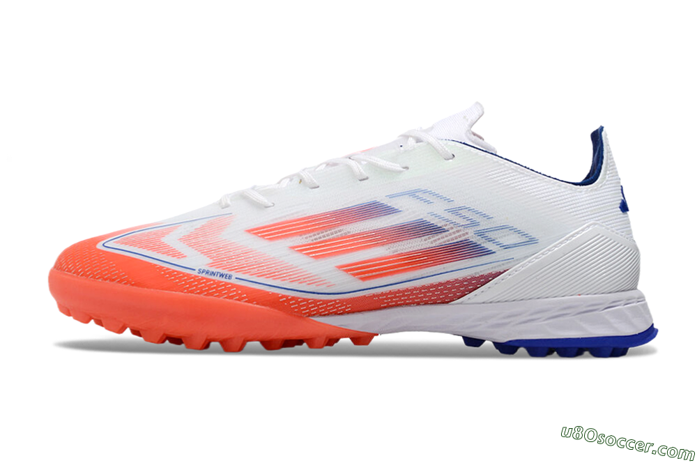 Adidas F50 Pro TF Artificial Turf Soccer Shoes - White/Red/Blue 2