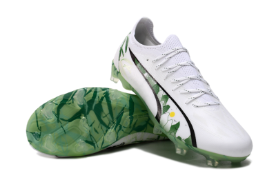 Puma Ultra Ultimate FG Firm Ground Soccer Cleats - White/Black/Green
