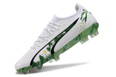 Puma Ultra Ultimate FG Firm Ground Soccer Cleats - White/Black/Green